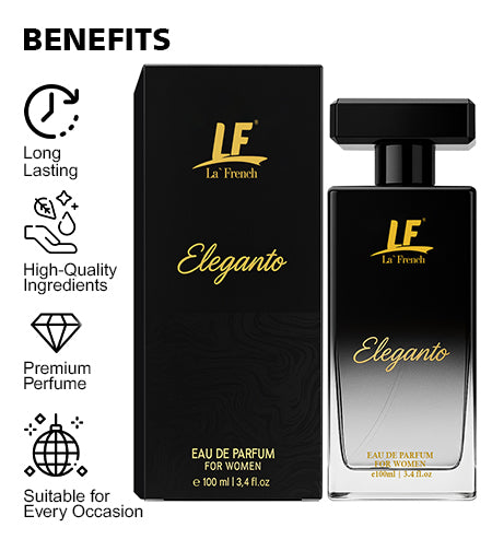 Eleganto Perfume for Women- 100ml | Premium Eau De Parfum | Long Lasting Fresh Floral Fragrance | Ideal for Special Occasions | Luxury Scent for Her promises