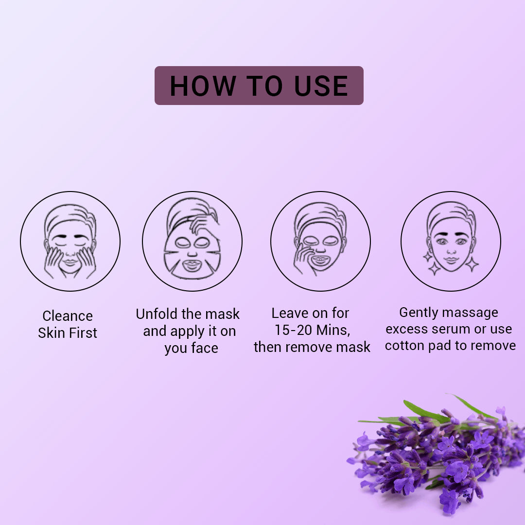 Lavender Facial Sheet Mask Pack of 3 | Calming, Hydrating & Skin Relaxing Face Masks
