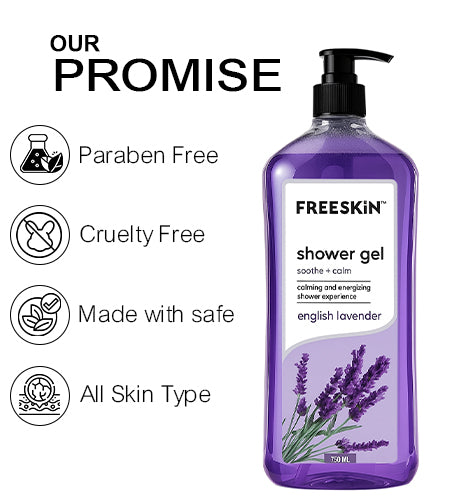 English Lavender Shower Gel 750ml | Soothing & Calming Body Wash | Hydrating, Gentle Cleanser for Soft & Smooth Skin | Long-Lasting Refreshing Fragrance promises