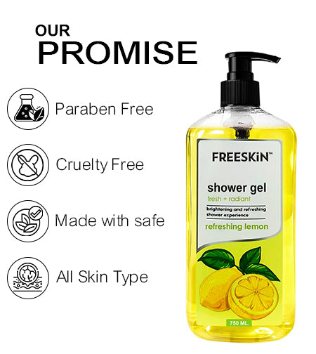 Refreshing Lemon Shower Gel 750ml | Brightening Citrus Body Wash | Deep Cleansing, Hydrating & Glow Boosting Skin Cleanser for Men & Women promises