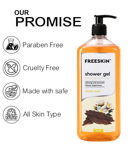 Exotic Oud Shower Gel 750ml | Luxury Oud Fragrance Body Wash | Deep Cleansing, Hydrating & Long-Lasting Freshness for Men & Women promises