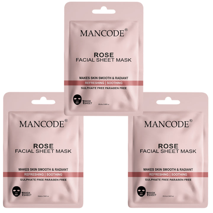 Rose Facial Sheet Mask Pack of 3 | Hydrating, Soothing & Glow Enhancing Face Masks