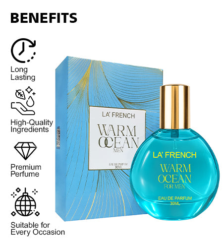 Warm Ocean Perfume for Men 30ml – Long Lasting Eau De Parfum | Fresh Aquatic Masculine Fragrance promises