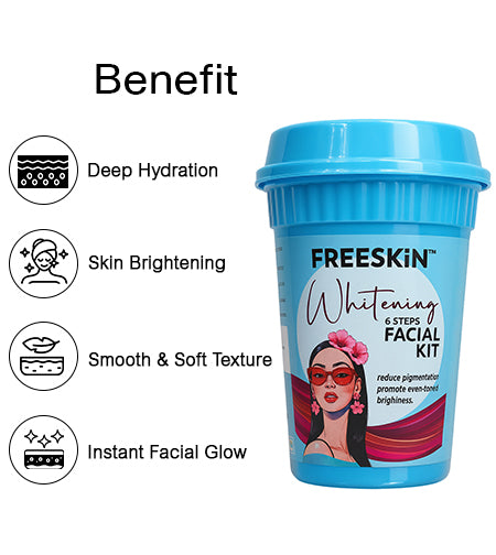 Whitening Facial Kit 60g | 6-Step Brightening Facial Kit | Pigmentation & Tan Removal Kit | Radiance Glow Skin Care Facial for Even Skin Tone promises